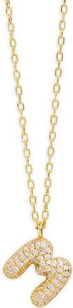 Argento Vivo Cubic Zirconia Bubble Inital Pendant Necklace in Gold - M at Nordstrom
