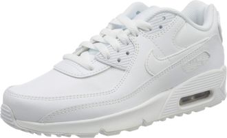 Nike CD6864-100 AIR MAX 90 LTR (GS) Unisex White/White-Metallic Silver-White UK 4.5