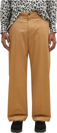Maison Kitsun&eacute; Wijde Broek - Heren - Wijde Broeken - Beige - 2XS - Katoen - Broeken