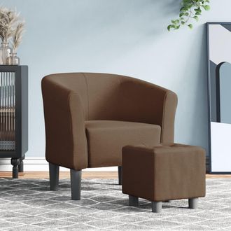 vidaXL Vidaxl - Sill&oacute;n Con Taburete Tela Marr&oacute;n
