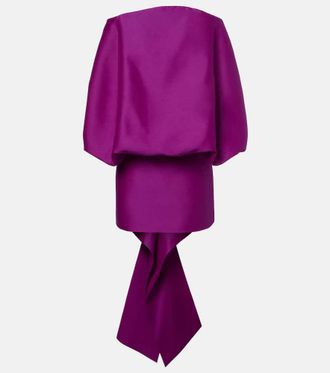 Balenciaga Off-shoulder wool and silk minidress