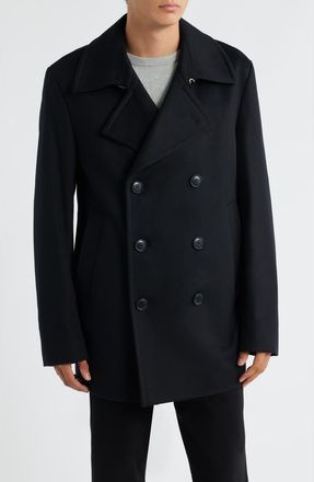 BOSS Hyde Wool & Cashmere Peacoat in Black at Nordstrom, Size 38