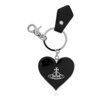Vivienne Westwood Accessoires, Dames, Zwart, ONE Size, Leer, Mirror Heart Orb Sleutelhanger