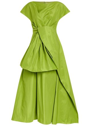 Roksanda Ilincic Nila Twisted Taffeta Midi Dress - Lime - 10 (UK10 / S)