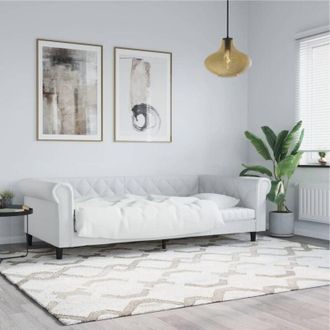 vidaXL Sof&aacute; Cama Cuero Sint&eacute;tico Blanco 100x200 Cm Vidaxl