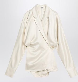 Toteme Ecru viscose satin cross shirt