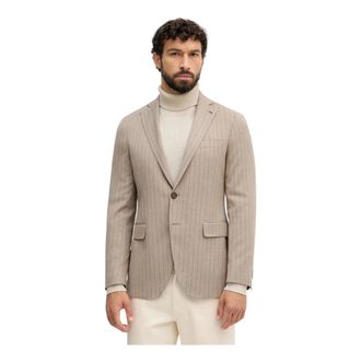 Michael Kors Pinstripe Stretch Wool Blend Blazer - Heren - Jassen - Beige - Maat: XL Wol