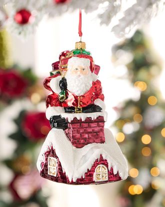 Neiman Marcus Santa on Chimney Christmas Ornament