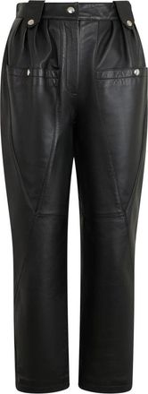 Moschino Verfijnde Leren Broek - Dames - Leren Broeken - Zwart - S - Leer - Broeken