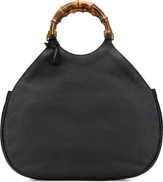 Gucci Borsa passepartout in pelle di vitello zigrinata e bamb&ugrave; 2000-2015 - Nero