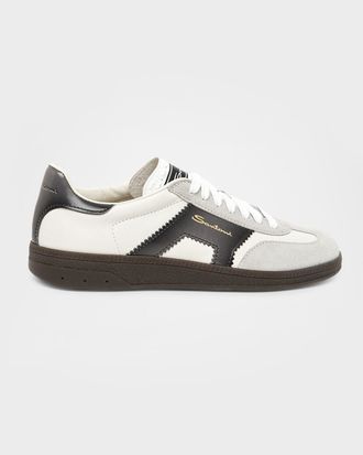 Santoni DBS Oly Mixed Leather Low-Top Sneakers