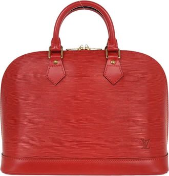 Louis Vuitton Alma Handbag Epi Leather Red Leather Handbag (Pre-Owned)