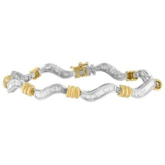 House of Brilliance Original Classics 10K Two-Tone Gold Baguette Cut Diamond Spiral Bracelet in Yellow at Nordstrom