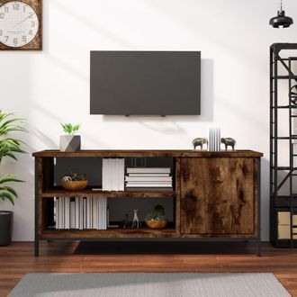 vidaXL Vidaxl - Mueble De Tv Madera Contrachapada Roble Ahumado 100x40x45 Cm