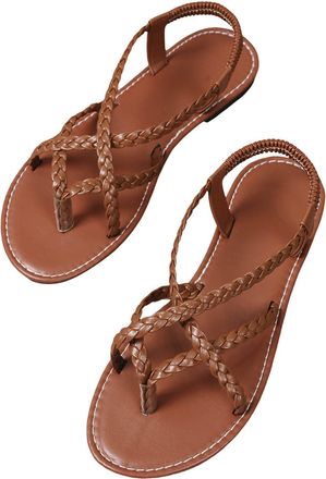 Generic Summer Sandals Women Flat Sandals Strappy Dressy Ankle Strap Casual Summer Sandal for Beach Soft Breathable Insole And Non Slip Rubber Outsole Slipper