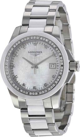 Longines Conquest White Ceramic Diamond Ladies Watch L32810877