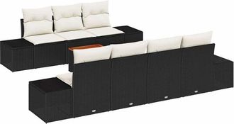 vidaXL Conjunto De Sof&aacute; De Jard&iacute;n 8 Pcs Negro, Blanco Vidaxl