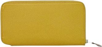 Herm&egrave;s Pre-owned Azap silkin Wallet - Dames - Vintage Accessoires - Geel - ONE Size - Leer - Vintage