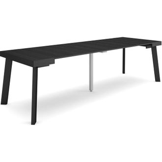 Skraut Home Mesa Consola Extensible, Mesa Comedor Plegable, 260, Para 12 Comensales, Patas De Madera, Estilo Moderno, Negro - Skraut Home