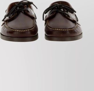 Paraboot round toe loafers stitched detailing rubber sole