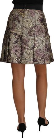 Dolce & Gabbana A-Line Mini Floral Print Jaquard Womens Skirt