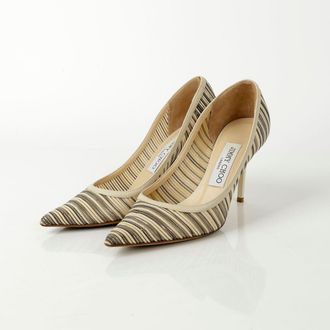 Jimmy Choo London Size Striped Mesh Pumps Heel