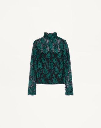 Valentino Top In Pizzo Donna MARINE/EMERALD 48