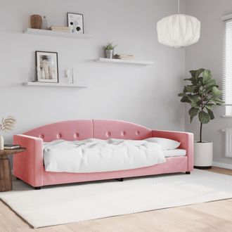 vidaXL Sof&aacute; Cama Sin Colch&oacute;n Terciopelo Rosa 80x200 Cm Vidaxl