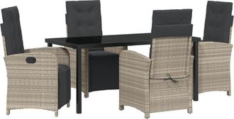 vidaXL Garden Dining Set 5 pcs Light Grey Poly Rattan Vidaxl