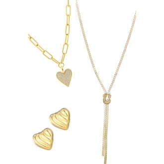 Adornia Heart Stud Earrings & 2 Assorted Necklaces Set in Gold at Nordstrom Rack