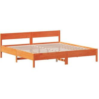 vidaXL Vidaxl - Cama Sin Colch&oacute;n Madera Maciza De Pino Marr&oacute;n Cera 200x200 Cm