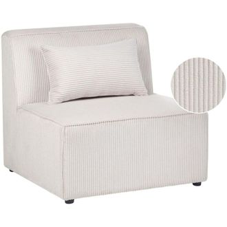 Beliani 1-Seat Section Beige Corduroy Jumbo Cord Sofa Module Modern Single-Seat LEMVIG