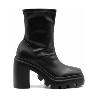 Vic Matié Black Eco-leather Gear Heel Boot