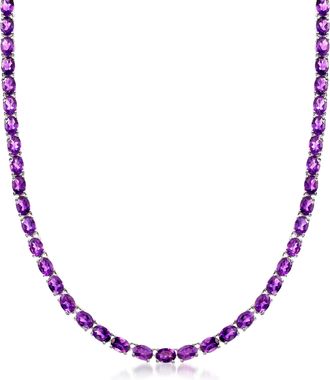 Ross-Simons Amethyst Tennis Necklace in Sterling Silver
