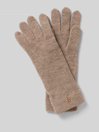 Fraas Kaschmirhandschuhe mit Label-Applikation in Beige, Gr&ouml;&szlig;e 1