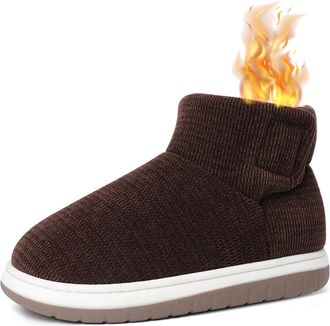 Generic Slipper for Women Men, Winter Snow Booties with Adjustable Straps Warm Fur Lining Non-Slip Soles for Indoor/Outdoor Warmth for Elderly Swollen Feet Me