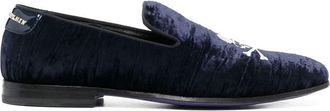 Philipp Plein Skull Bones velvet loafers - men - Viscose/Cupro/Calf Leather/Sheepskin/Polyamide/Bovine Leather - 40 - Blue