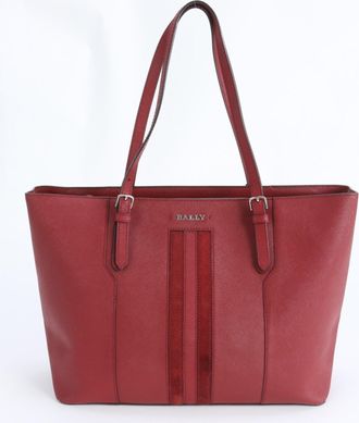 Bally Red Color Wine Leather Tote Bag (Pre-Owned)