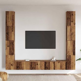 Berkfield Home Wall Mounted TV cabinets 6 pcs Old Wood Engineered Wood in Brown