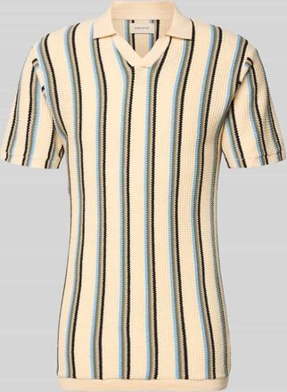 Blend Slim Fit Poloshirt mit V-Ausschnitt Modell AMOS in Sand, Gr&ouml;&szlig;e XXL