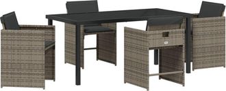 vidaXL Garden Dining Set with Cushion Folding 5 pcs Grey Poly rattan Vidaxl