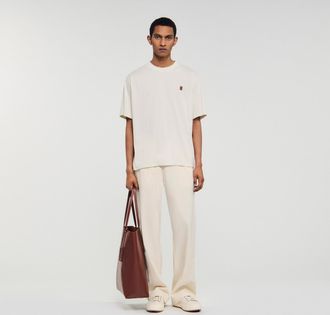 Sandro Camiseta con logotipo de cuero