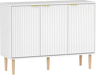 OEM Aparador De Sal&oacute;n Con Estante Ajustable Aparador De 3 Puertas Acanaladas 107x35x80 Cm Blanco