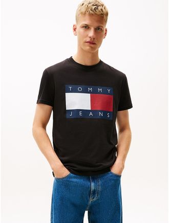 Tommy Hilfiger Mens Tommy Jeans Big Flag Logo T-Shirt - Black - XL