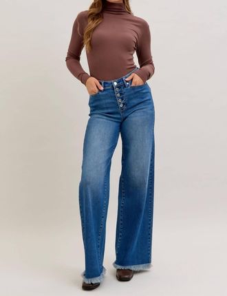 Judy Blue Column Leg Button Fly Jeans In Medium Wash