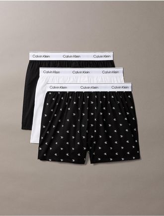 Calvin Klein Mens Icon Cotton Stretch 3-Pack Slim Boxer - Multi - L