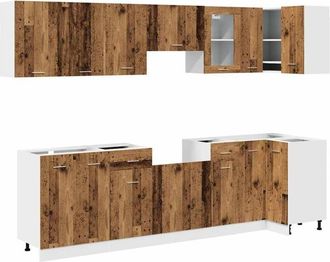 vidaXL Vidaxl - Set di Mobili da Cucina 11 pz Legno Antico in Truciolato