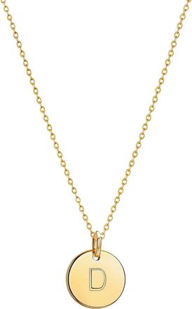House of Frosted Initial Pendant Necklace in Yellow Gold - D at Nordstrom Rack, Size 16
