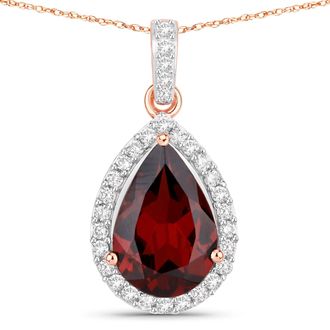 Diana M. Jewels Rhodolite Pears 12x8mm - 1Pc + White Diamond F/C Round 1.30mm( I1-I2/I color ) - 28Pcs + White Diamond F/C Round 1.10mm( I1-I2/I color ) - 3Pcs ( Whit