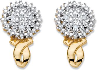 Palm Beach Jewelry Diamond Accent Round Two-Tone Gold-Plated Cluster Button Earrings